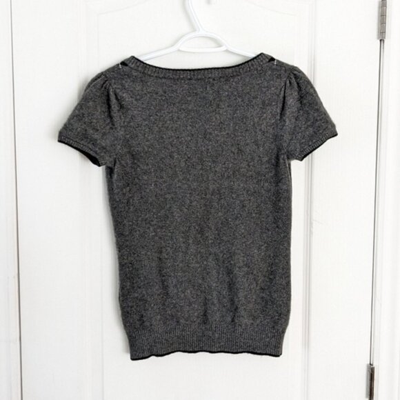 JUICY COUTURE 100% Cashmere Argyle Heart Sweater tee shirt grey Large T11 - Picture 2 of 7